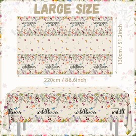 Pymurod 3 Pack Wildflower Baby Shower Tablecloth Disposable Wildflower Table Cover Vintage A Little Wildflower is on The Way Baby Shower Decorations for Summer Spring Table Decor