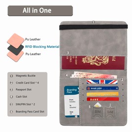 Gifts for Mum, Passport Holder Luggage Tag Clear Toiletries Bag Set for Traveling, Passport Cover with RFID, Makeup Storage Bag Organiser for Men Women Family Gifts Essential Travel Accessories