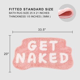 Inshere Get Naked Bath Mat, Cute Bath Rugs Letter Print 33.5" x 20", Funny Pink Bathroom Rugs for Apartment Decor, Thicken Soft & Absorbent Plush Non-Slip Bottom Washable