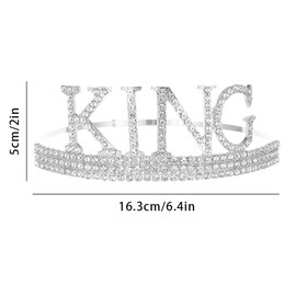 Black Silver Birthday Crown Sash Men Birthday Decoration Rhinestone Birthday Tiara King Crown Crystal King Tiara Birthday Sash Father Birthday Decoration Party Clothing Accessories