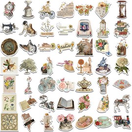 Pack of 150 Vintage Stickers, Scrapbook Aesthetic Stickers, Scrapbooking Accessories for DIY Journaling, Waterproof Vinyl Stickers, Aesthetic for Water Bottles, Scrapbooking, Laptops