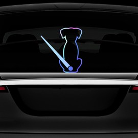 Leniutor Dog Wiper Sticker For Cars, Waterproof Vinyl Cute Dog Waving Tail Rear Window Windshield Sticker Decal, Funny Lovely Animal Rear Wiper Decoration 5.43 x 10.62 (A Lovely Dog, Holographic Blue)