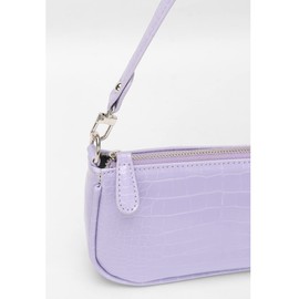 Small Handbag for Women Crocodile Effect Bag Retro Faux Leather Classic Clutch Shoulder Purse (Lilac)