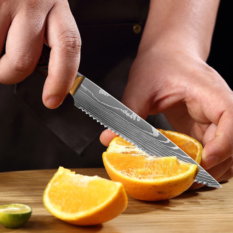 XT XITUO Serrated Steak Knife Set - 6pcs Premium 4.5