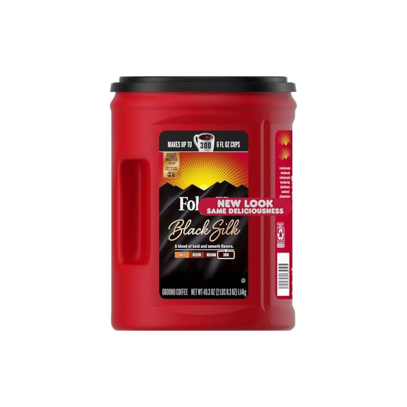 Dark Roast Ground Coffee, Black Silk, 40.3 oz