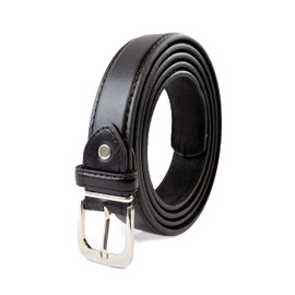 Woodland Leathers Men's Leather Lined Belt, Classic Black And White Belts For Men, 1" Wide Mens Trouser Belt with silver buckle and adjustable belt size (Black 2, Waist size 32"-35")