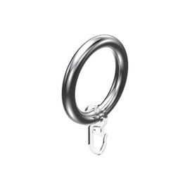 Interdeco Gardinenringe mit Faltenhaken/Kunststoff-Ringe in Chrom-farbig für Gardinenstangen 28 mm Ø (16 Stück)