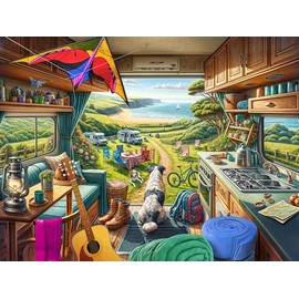 Camper Van Jigsaw Puzzle 550 Piece by Vermont Christmas Company - Large Pieces - Fully Interlocking & Randomly Shaped Pieces - 24" x 18"