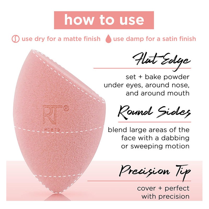 REAL TECHNIQUES MIRACLE POWDER SPONGE DUO, PINK - REAL TECHNIQUES