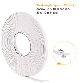 Hestya 10 m Foam Draught Excluder Weather Strip Tape Weatherstrip Weather Seals for Window Door Sealing (3 mm, White)