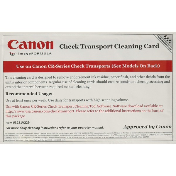 Cleaning Cards for Canon CR-Series Check Scanners (Box of 15)