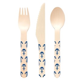 Perfect Stix-Sucre Shop Anchors Set-18 Wooden Cutlery Set with Anchor Print (Pack of 18)