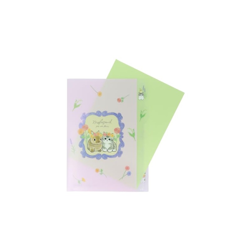 Sunstar Stationery mofusand Clear File, 5 Pockets, Pink S2139332