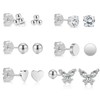 Thokono Stud Earrings Silver 6 Pairs Silver Earrings Stud Earrings