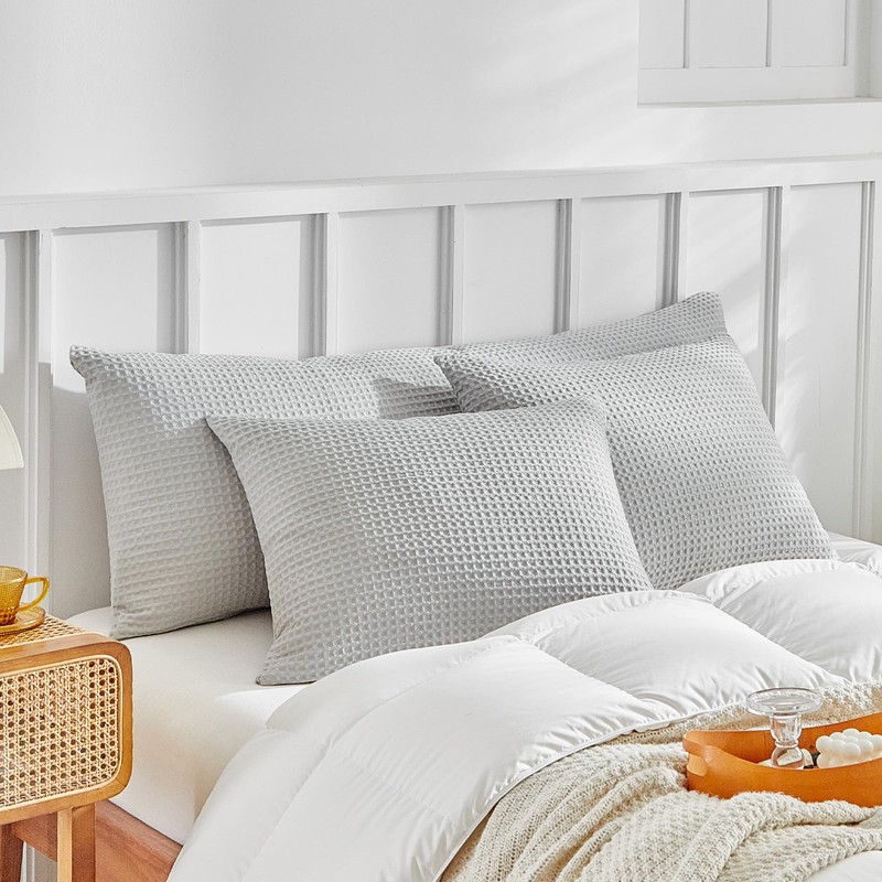 WARMDERN Waffle Weave Pillowcases Standard Size 2 Pack Pillow Cases