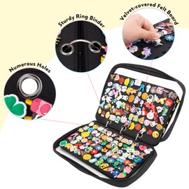 PACMAXI Shoe Charms Organizer, Shoe Charms Display Holder with 5 Pages, Portable Travelling Storage Bag for Shoe Charms Shoe Charms Collection Book (Shoe Charms Not Included)