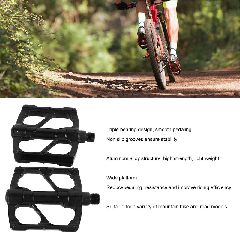 Mountain Bike Pedals 3 Bearings Aluminum Alloy Wide Platform Slip