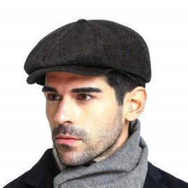 Men's Vintage Newsboy Gatsby Hat Blend Wool Flat Ivy Cabbie Autumn Winter Cap Boyfriend Gift L