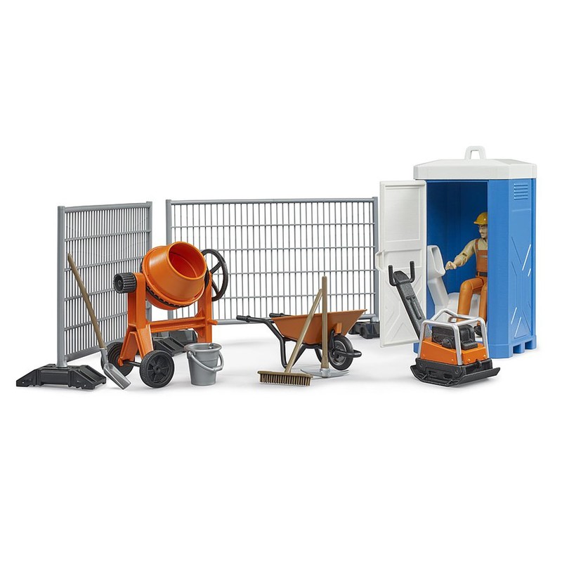 bruder 62008 - Bworld Construction Site Set with Construction Worker,