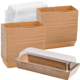 Zentriqlla Zentriqlla 100 Pack Disposable Sandwich Boxes, Paper Charcuterie Boxes with Clear Lids, Swiss Roll Cake Container,To Go Dessert Boxes for Sushi, Muffins, Treat, Waffle, Cookie, Food Truck Business