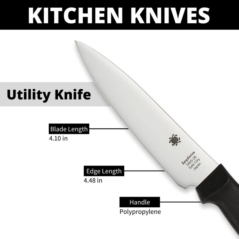Spyderco Lightweight Kitchen Utility Knife with 4.5" MBS-26 Stainless Steel
