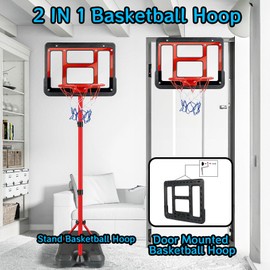 ShyLizard Boys Toy Gifts for 3 4 5 6 7 8 Years Old, Kids Basketball Hoop Adjustable Height 3.5FT-6.2FT, Mini Basketball Hoop for Kid Boys, Basketball Goal Toys Outdoor Indoor Game Gifts for Boys, Red