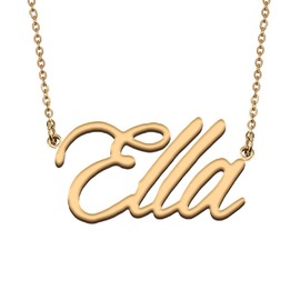 HUAN XUN Letter Script Ella Name Stainless Steel Pendant Necklace for Mom Women Gifts