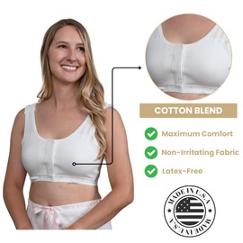 Gentle Touch Surg-Ease Bra in White with Hook and Loop Front Closure- Post Mastectomy Recovery Bra, Made in USA | XL