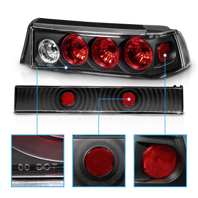 AmeriLite 3 Door Taillights 3 Pcs Black for Honda Civic