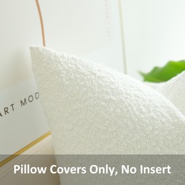 JOJUSIS Pack of 2 Textured Boucle Throw Pillow Covers Accent Solid Pillowcovers Home Decor 20 x 20 Inch White