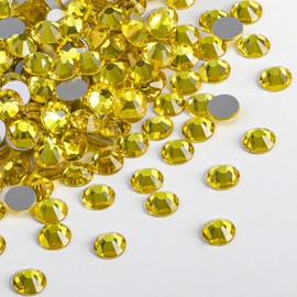 Beadsland 1440 pieces flat back rhinestones, nail crystals rhinestones for nails, lemon yellow, SS10 (2.7-2.8 mm)