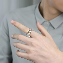 Cross Ring for Men S925 Sterling Silver Celtic Knot Rings Vintage Cross Jewellery Gift Size N, Sterling Silver, No Gemstone