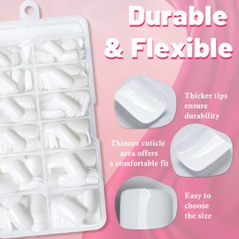 AddFavor Press on Nails Short Square - 240pcs White Fake Nails with Nail Glue & Adhesive Tabs, 10 Sizes Glue on Nails for Women & Girls Fingernails Manicure