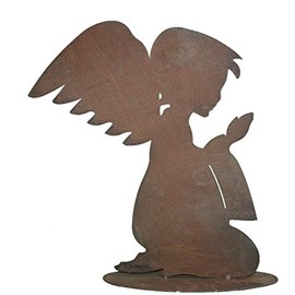 Rostikal Praying Rust Decorative Angel 30 cm Metal Decorative Figure Christmas Decoration Patina Garden Decoration
