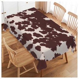 Swono Cow Or Horse Table Covers 52x70 Inch Animal Skin Cow Horse Print Pattern Wipeable Tablecloth Kitchen Dinning Tabletop Decoration, Brown Spots Cow Table Cloth for Outdoor and Indoor Use