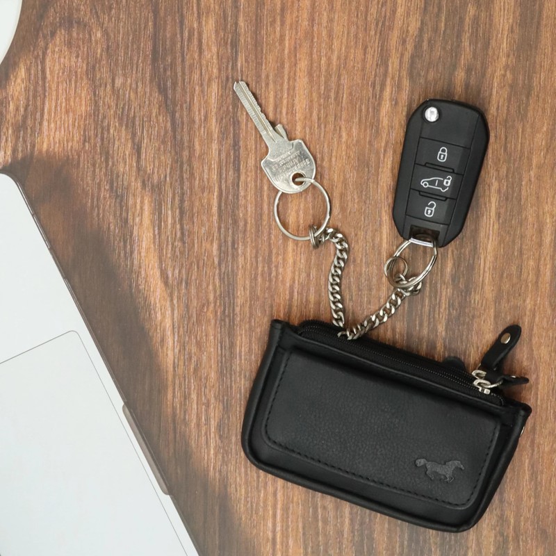 Safekeepers Leather Key Case - Small Key Bag with Zip