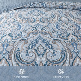 Etwel King Quilt Bedding Set, Cotton Bedspread Coverlet Lightweight, Crown Gray Oversized Comforter for All Season, Soft Reversible Bed Cover with 2 Pillow Shams