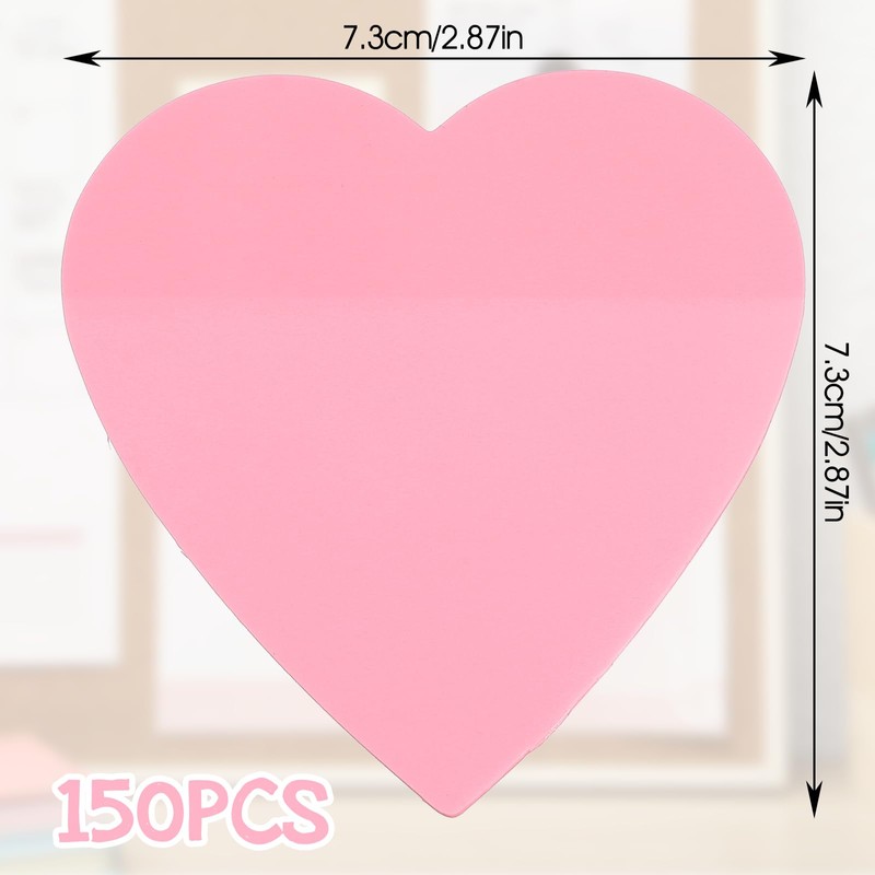 150 Sheets Waterproof Heart Sticky Notes 2.8'' Heart Shaped Transparent