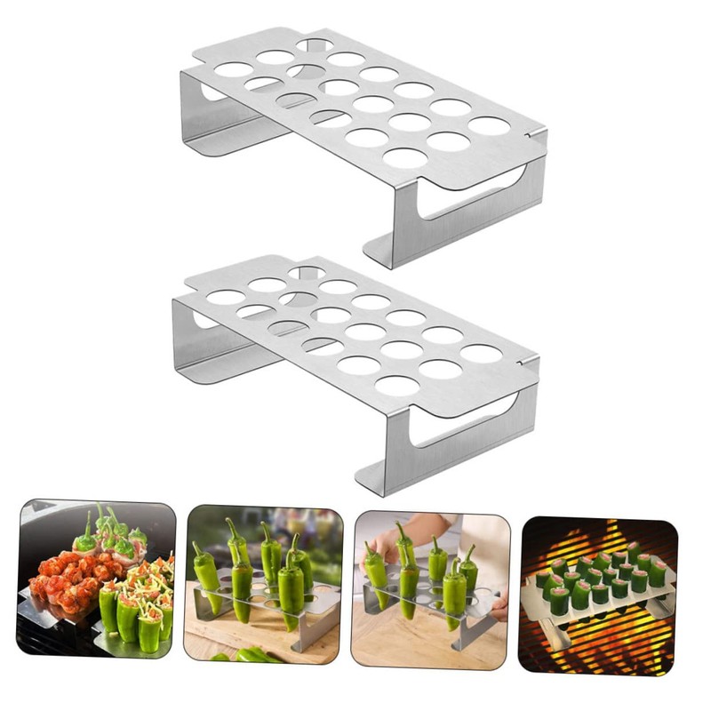 LALAFINA 2pcs Stainless Steel Grill Rack for Bbq Pepper Cooking