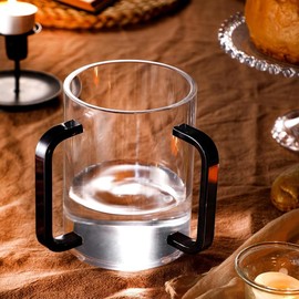 Clickinline Hand Washing Cup with Dual Handles Acrylic Washing Cup for Netilat YadayimNegel Vasser Wash Cups Handles for Jewish Black