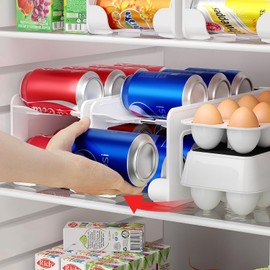 DEYILIAN 2 Pack Soda Can Organizer,Can Dispenser for Refrigerator Drink Storage Rack for Standard and Tall Can Pop Can Holders for Pantry Cabinet White