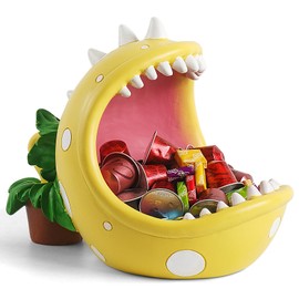 ehuoyan Piranha Plant Large Candy Bowl For Candy Dish Key Bowl Decorative Bowl Home Decorations Indoor Big Mouth Plant (Yellow, Midium)