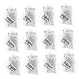 ABOOFAN 12 Sets Stainless Steel Wedding Shot Glasses with Elegant Thank You Cards Bags Bulk Party Favors for Anniversaries Engagements Celebrations