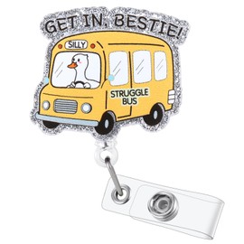 Funny GET in Bestie Badge Reel, Cute Silly Goose Retractable ID Card Badge Holder, Name Tag Work Badge Clip for RN LPN CNA MA ER Nurse Teacher Nursing Student Doctor, Nurse Gifts, Teacher Gifts