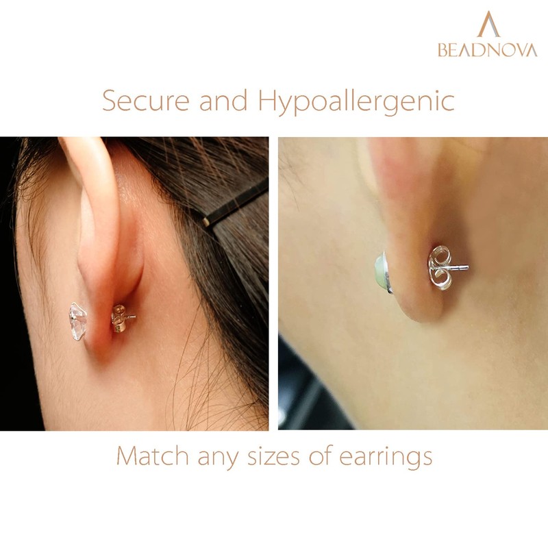 BEADNOVA 925 Sterling Silver Earring Backs Butterfly Earring Backing for