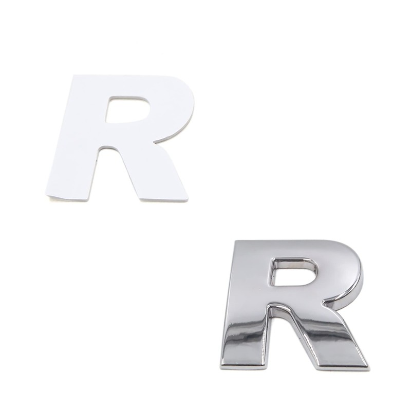 sourcing map Silver Metal R Letter Alphabet Sticker Emblem Badge