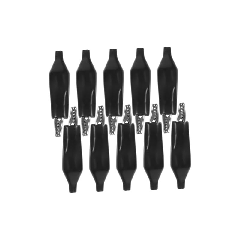 Pinzas de Cocodrilo Grandes Negras, 30 Piezas para Prueba Eléctrica