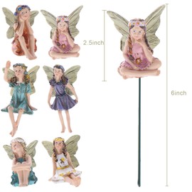 CCCYMM 6-Pack Flower Fairy Pixie Fly Wing Miniatures Resin Flower Fairy Figures Figurines Fairy Garden Accessories Dollhouse Ornament Garden Decoration