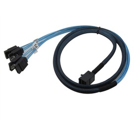 CABLEDECONN Internal HD Mini SAS (SFF-8643 Host) to 4X SATA (Target) Hard Drive Cable (0.5M)