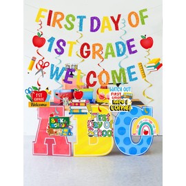 First Day of 1st Grade Banner Decorations, Back to School 1st Grade Supplies, Welcome Back to 1st Grade Banner, Back to School Decorations, 1st Grade Classroom Decorations(Pre-assembled)